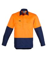 Hi Vis Drill Shirt L/S - ORANGE NAVY