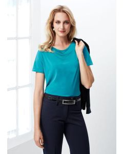 Ladies Ava Drape Knit Top - TEAL