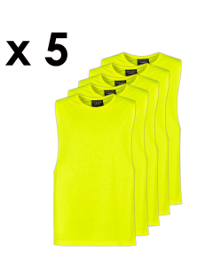 Hi Vis Sleeveless Tee Singlet - YELLOW (5 PACK)