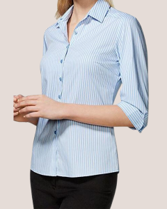 Ladies 3/4 Sleeve Shirt - BLUE