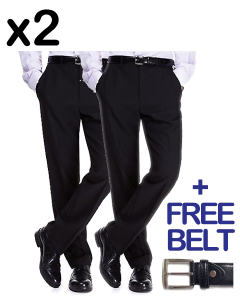 Mens Business Pants - TWIN PACK (FREE BELT)