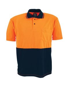 Hi Vis Polo S/S - ORANGE NAVY