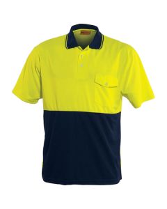 Hi Vis Polo S/S - YELLOW NAVY