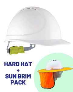 Hard Hat with Ratchet Harness + Sun Brim Pack