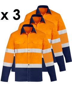 Taped Drill Shirt LS O/NAVY - Triple Pack