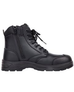 Side Zipper Safety Boots - BLACK