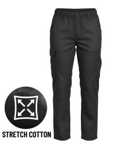 Stretch Cargo Pants (Elastic Waist) - BLACK