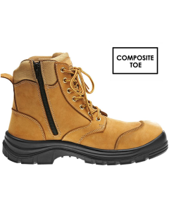 Side Zipper Safety Boots - WHEAT
